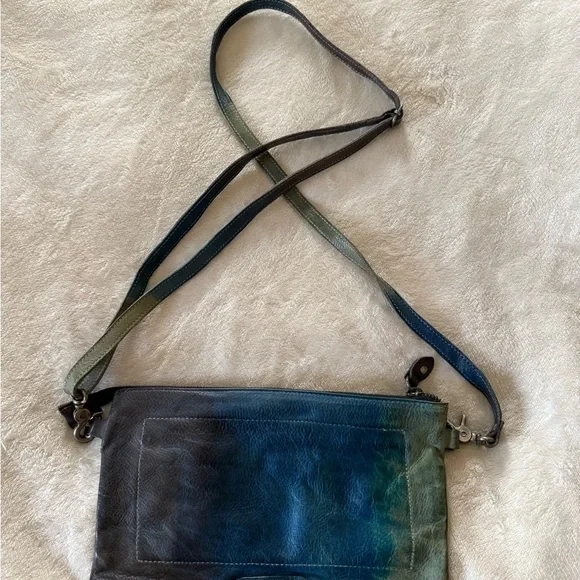 BED|STU Arena Leather Blue and Green Crossbody Bag - Picture 1 of 5